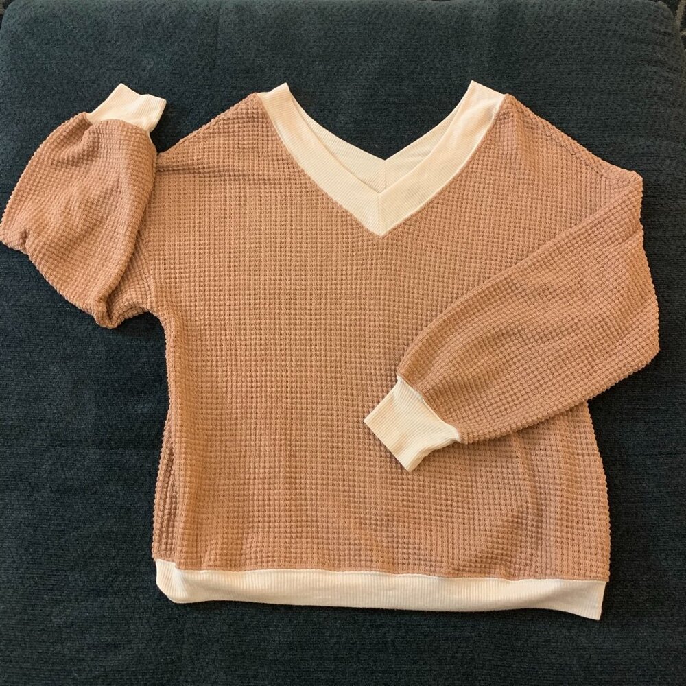 Listicle Oversized Sweater Womens Terracotta Waffle Knit Size Small